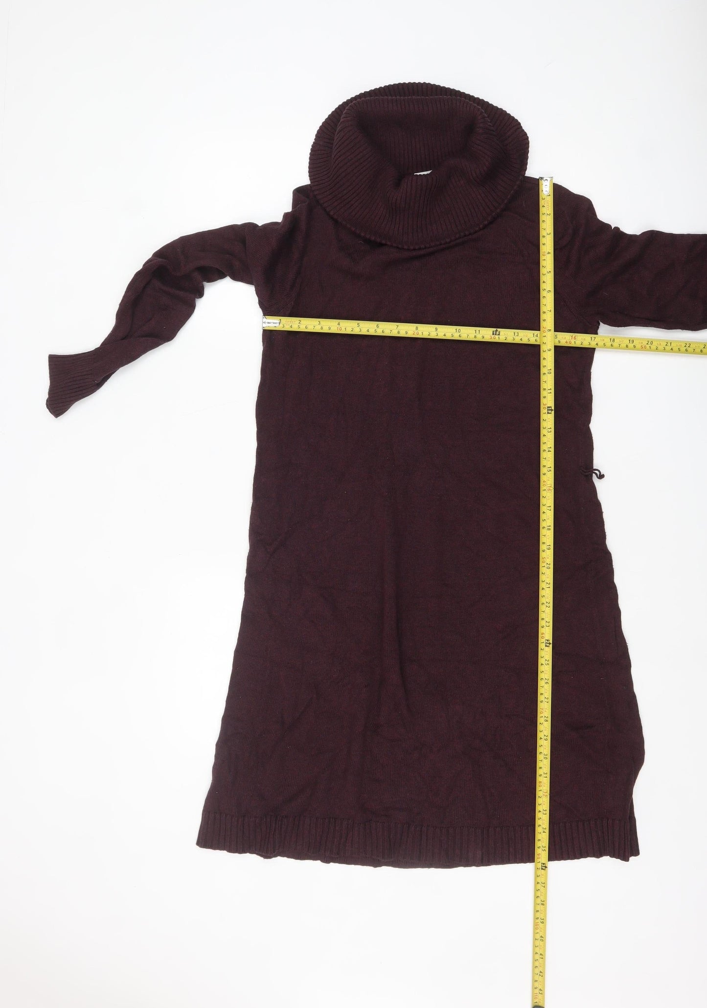 Market & Spruce Women Brown Knit Roll Neck Jumper Dress L