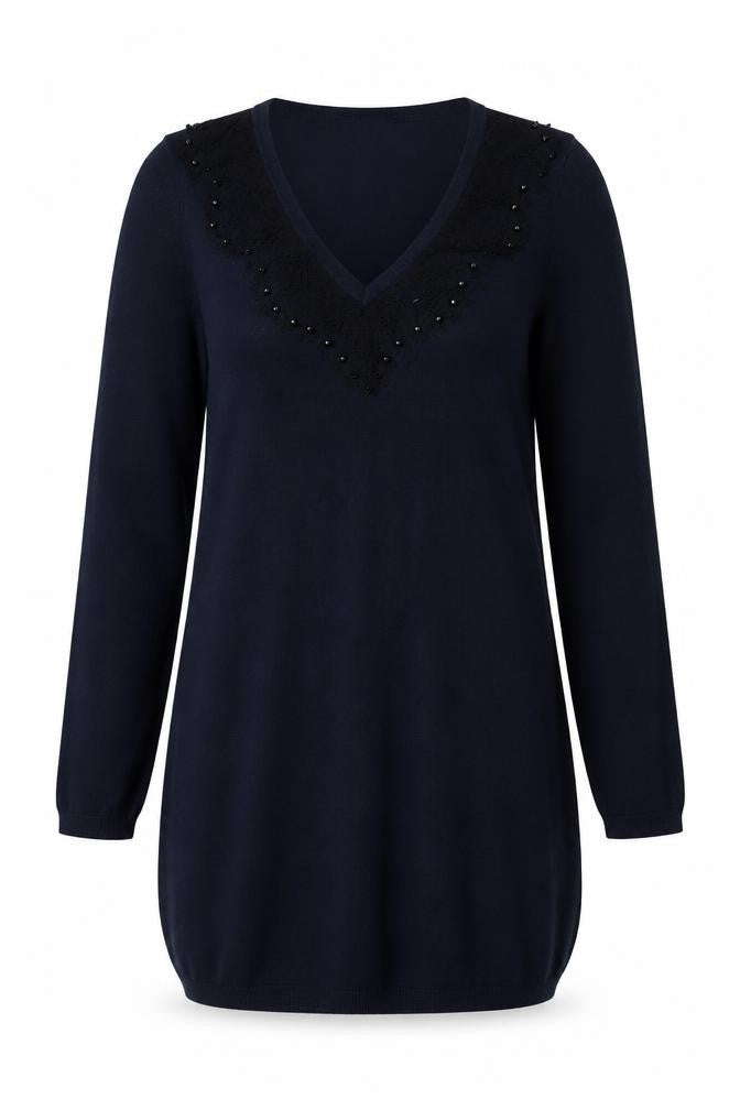 Next Women’s Blue V-Neck Beaded Knit Jumper Size 8