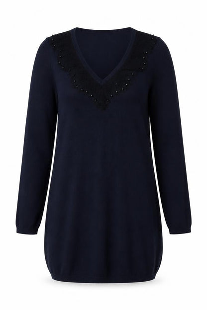 Next Women’s Blue V-Neck Beaded Knit Jumper Size 8