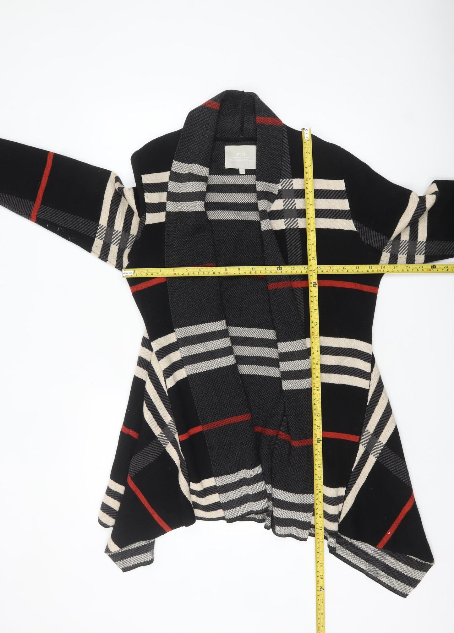 Fenn Wright Manson Women's Black Check Knit Long Sleeve Cardigan Size L