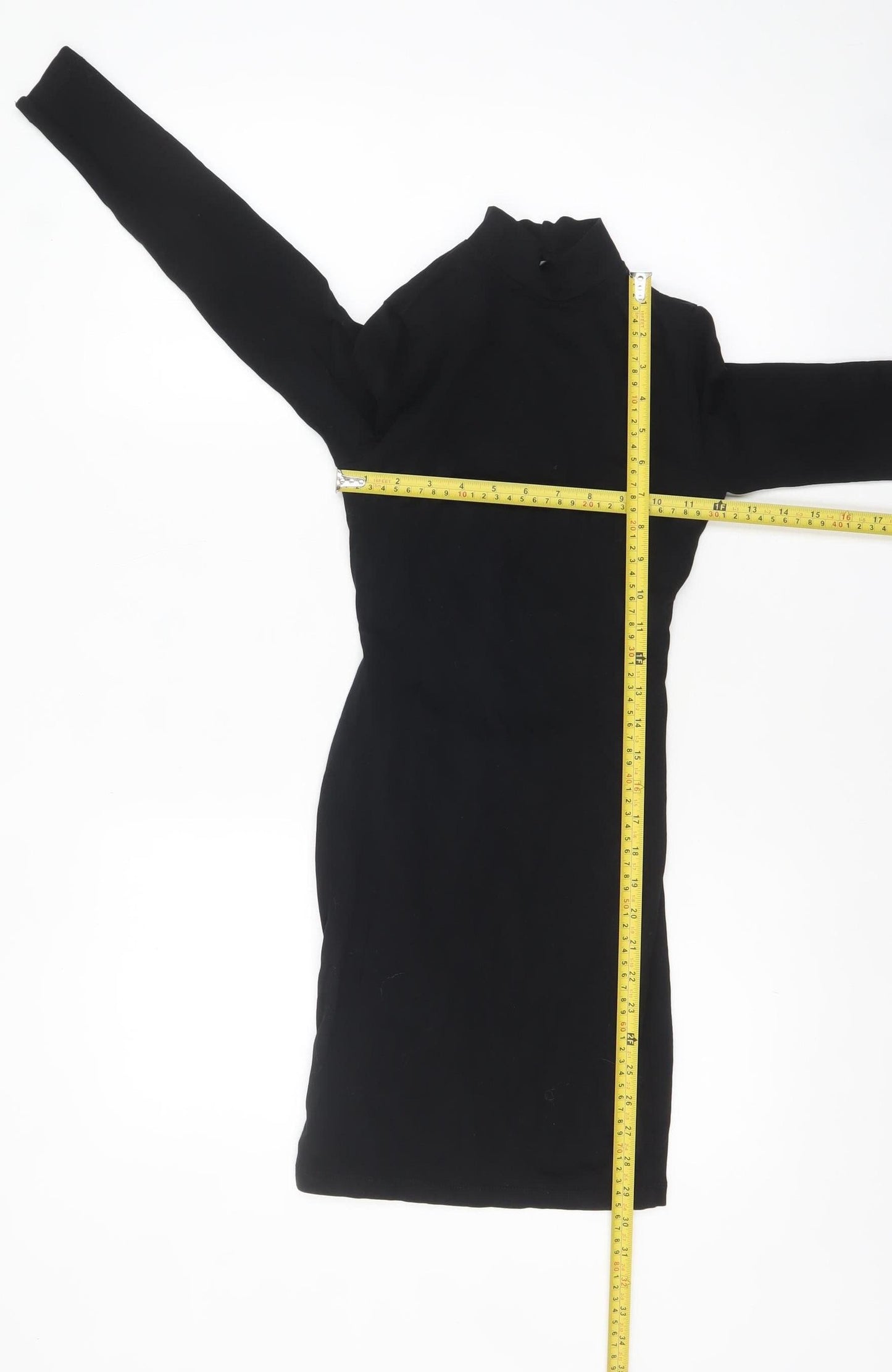 ASOS Women’s Black Bodycon High Neck Cut Out Short Dress Size 6