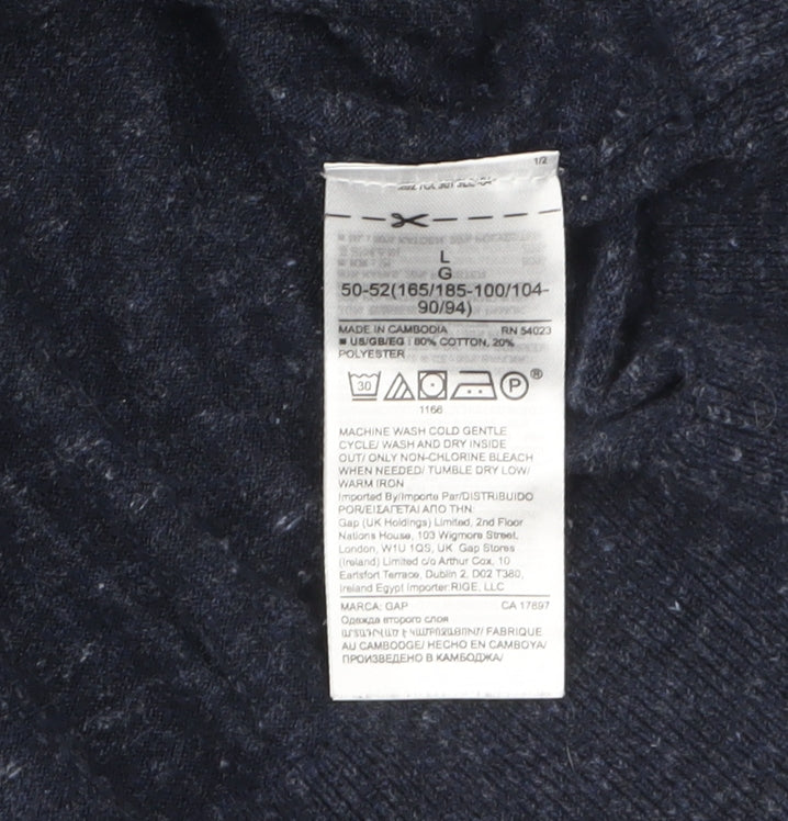 GAP Men’s Blue Cotton Blend Crew Neck Pullover Jumper Size L