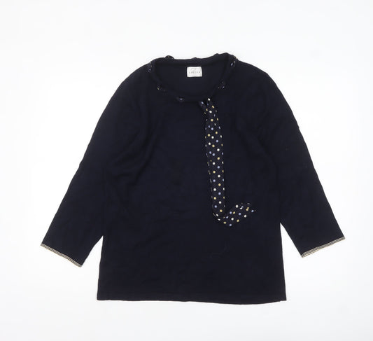 Eastex Women’s Blue 3/4 Sleeve Bow Neck Pullover Jumper Size 16