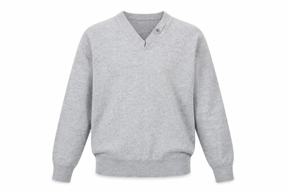 River Island Men’s Grey Merino Wool Blend V-Neck Jumper M