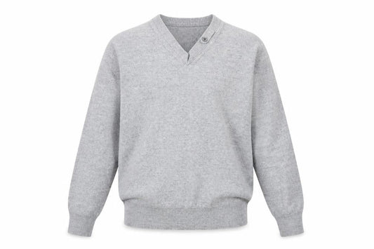 River Island Men’s Grey Merino Wool Blend V-Neck Jumper M