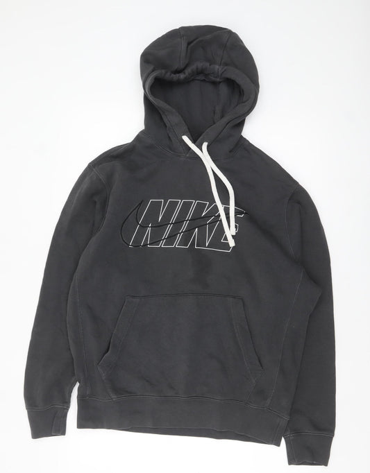 Nike Men's Black Pullover Hoodie M Fleece Logo Sportswear
