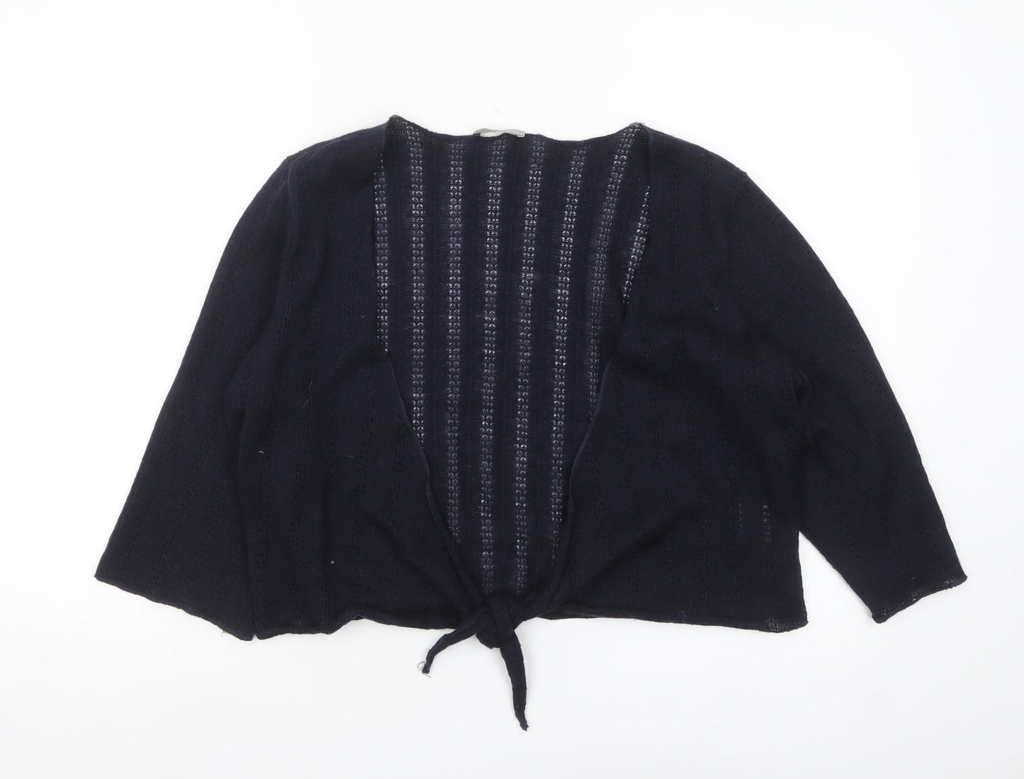 Marks and Spencer Per Una Women's Black Open Knit Tie Cardigan Size 18
