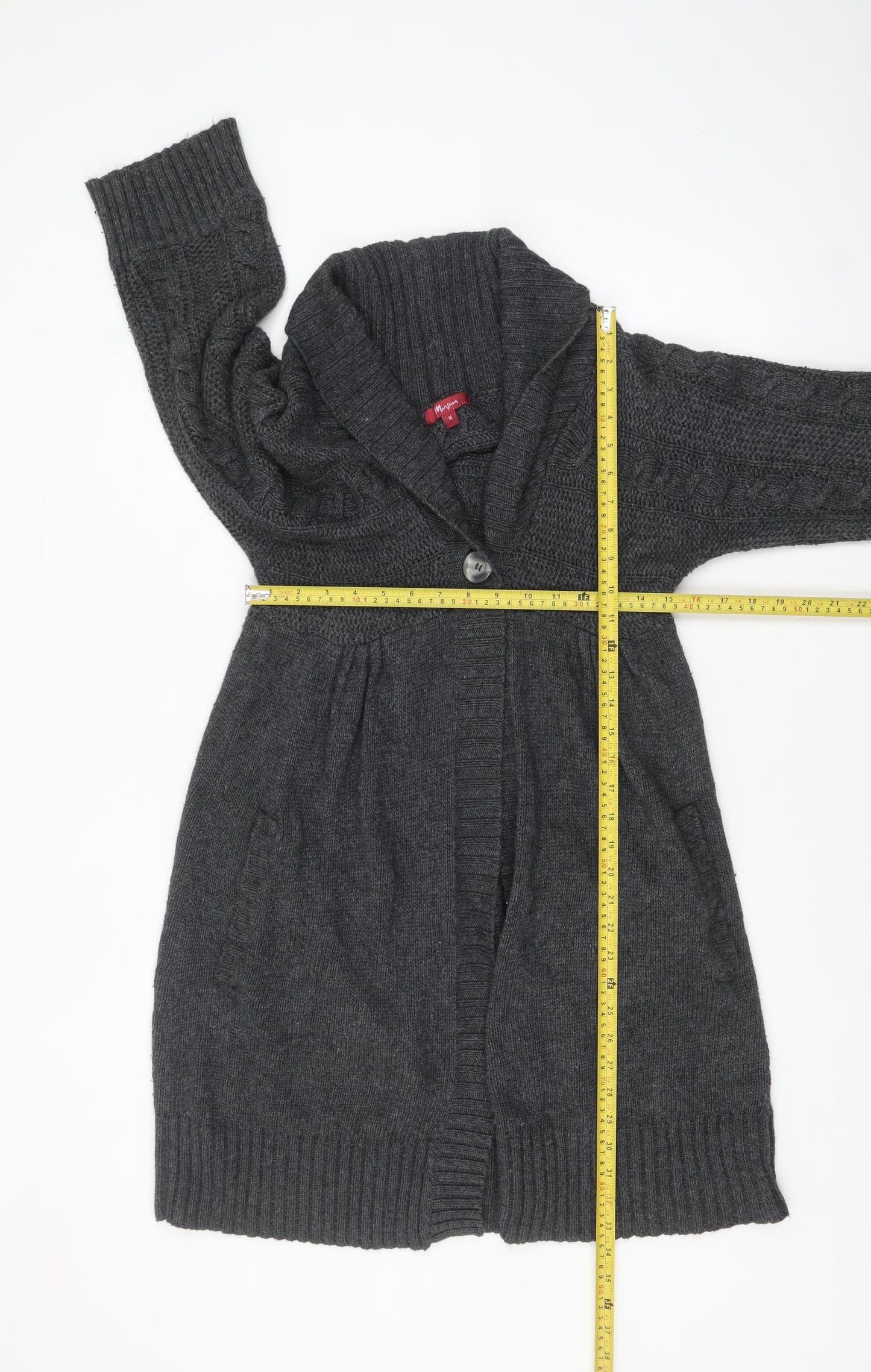 Monsoon Women's Grey Cable Knit Long Cardigan M