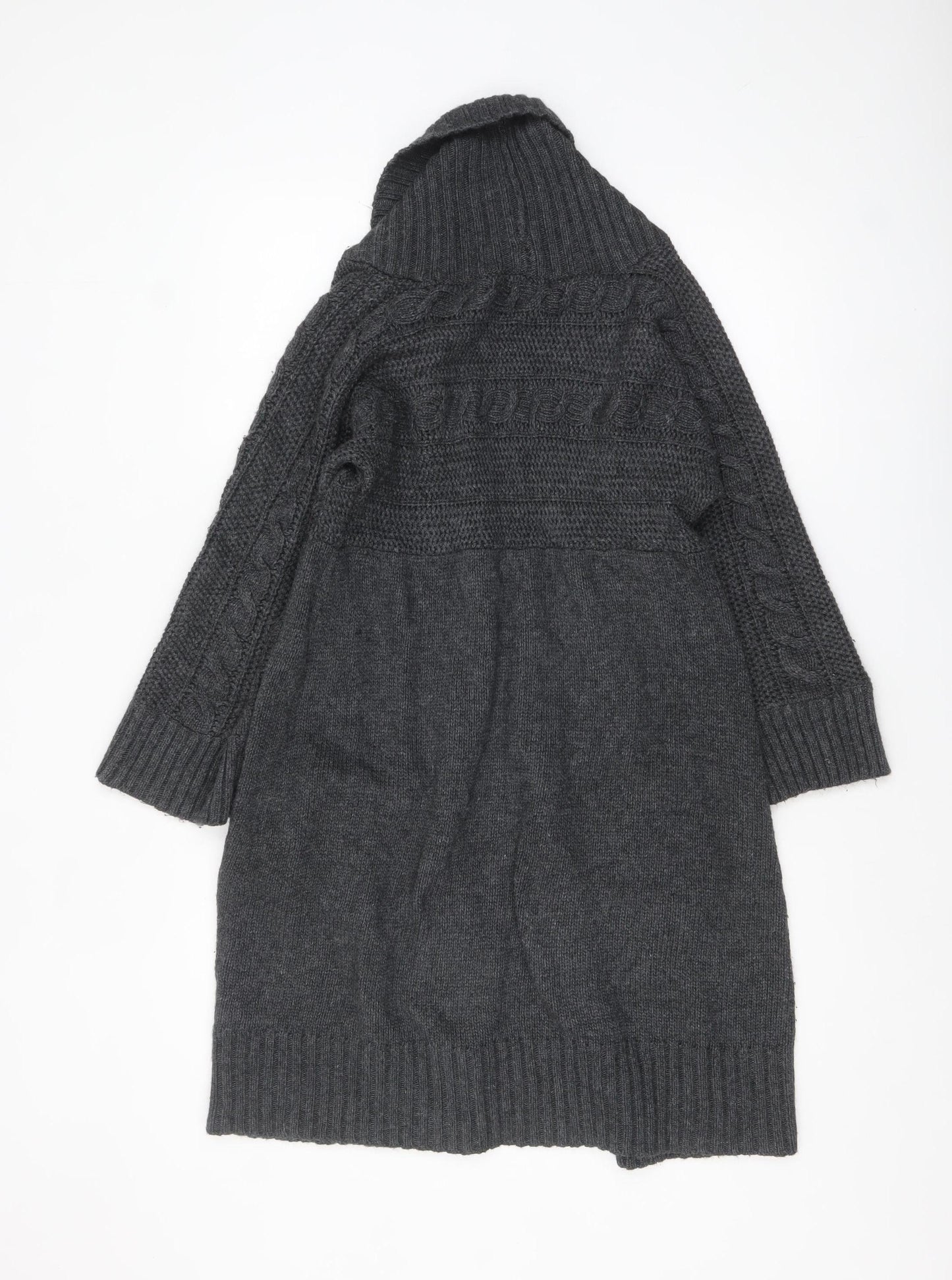 Monsoon Women's Grey Cable Knit Long Cardigan M