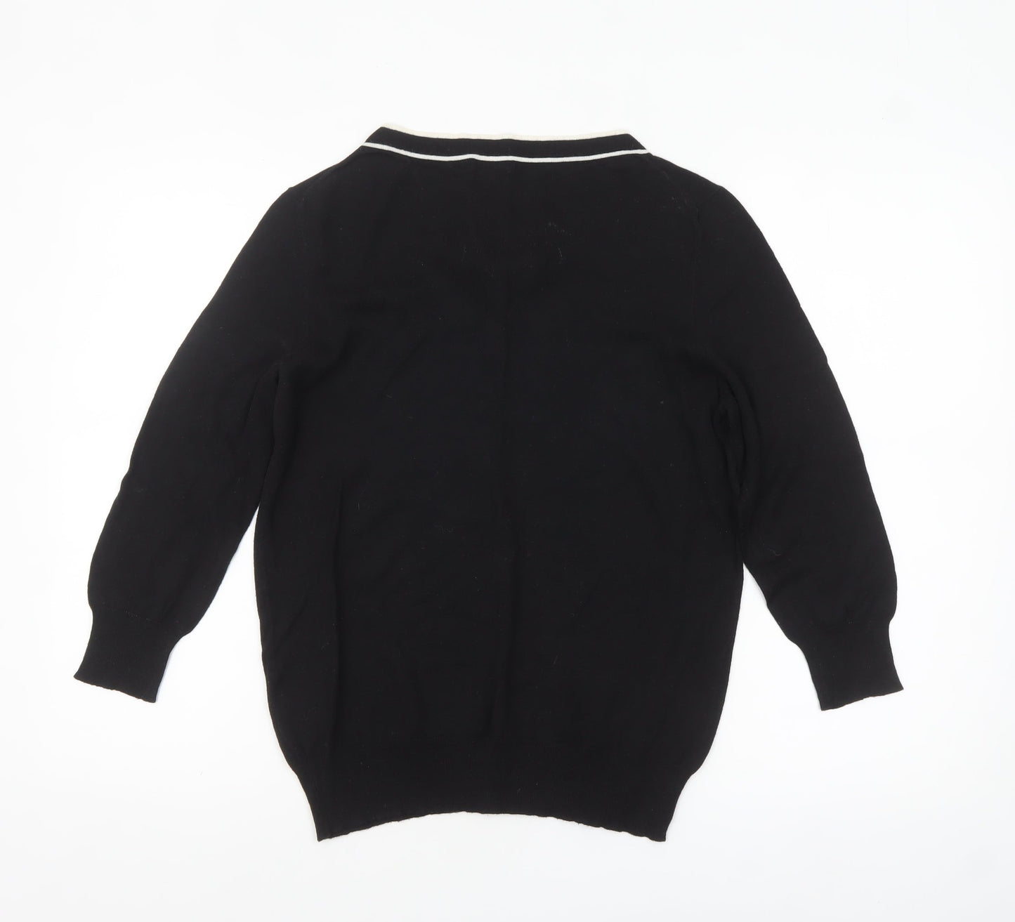 Hobbs Women Black Size 16 Cotton Viscose Bow Trim Pullover Jumper