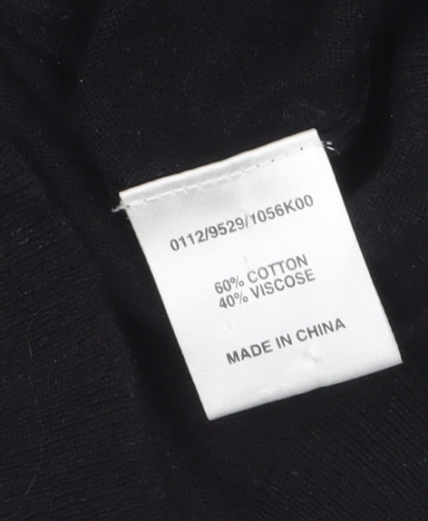 Hobbs Women Black Size 16 Cotton Viscose Bow Trim Pullover Jumper