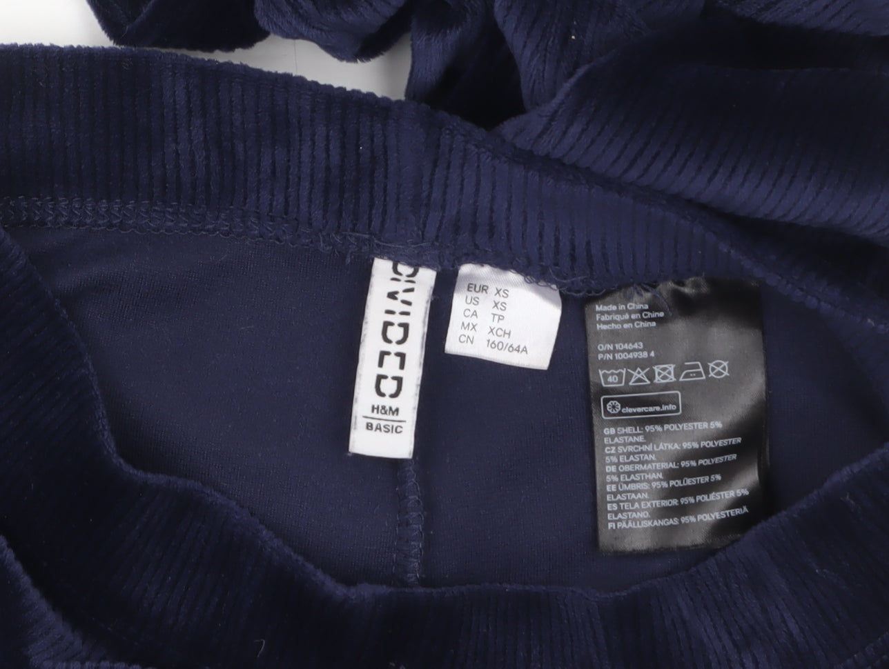 H&M Divided Womens Navy Blue Flared Corduroy Trousers XS