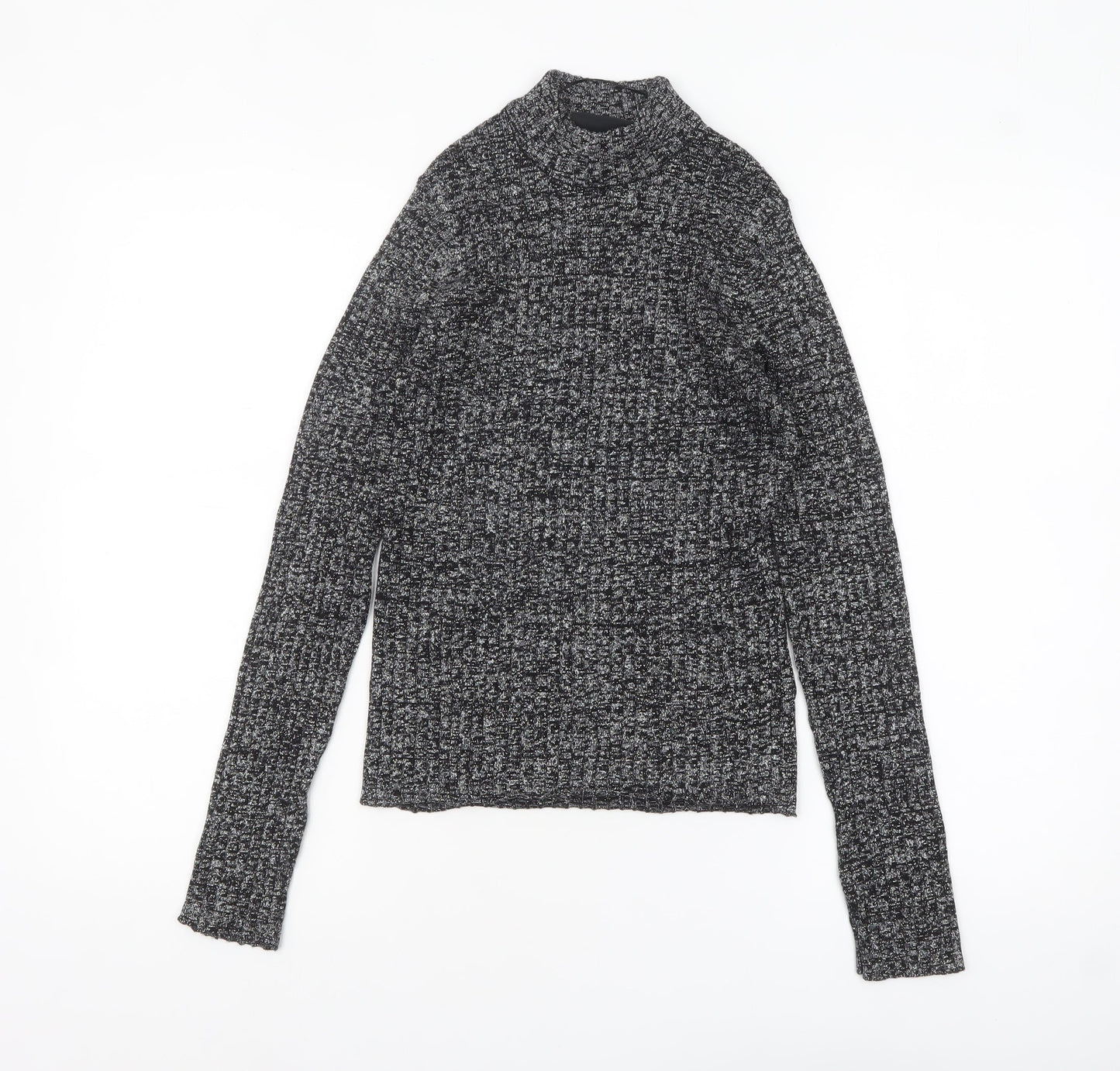 Monki Women's Grey Roll Neck Slim Knit Jumper Size S