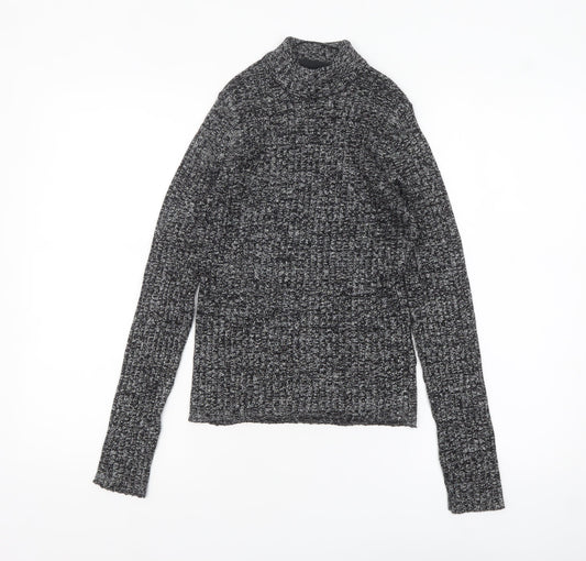 Monki Women's Grey Roll Neck Slim Knit Jumper Size S