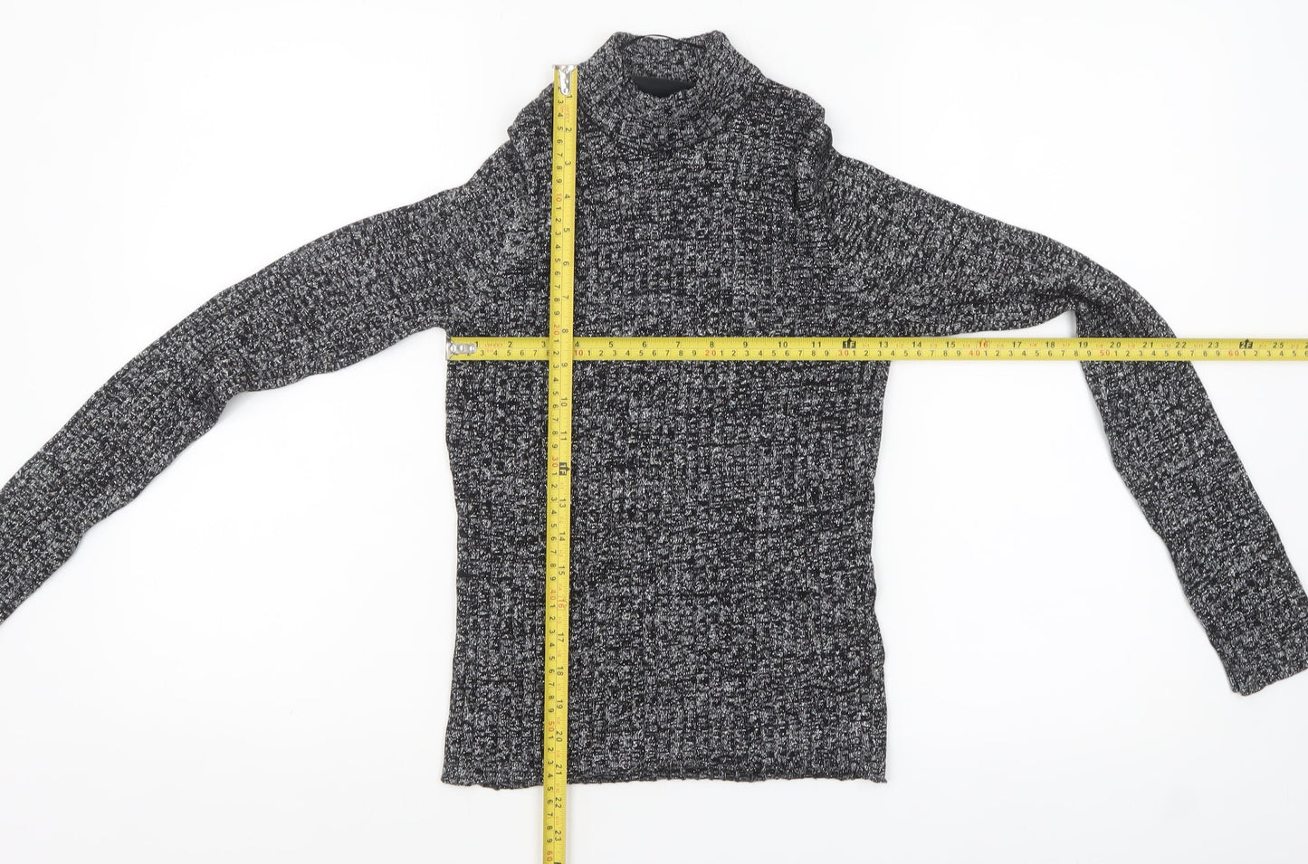 Monki Women's Grey Roll Neck Slim Knit Jumper Size S