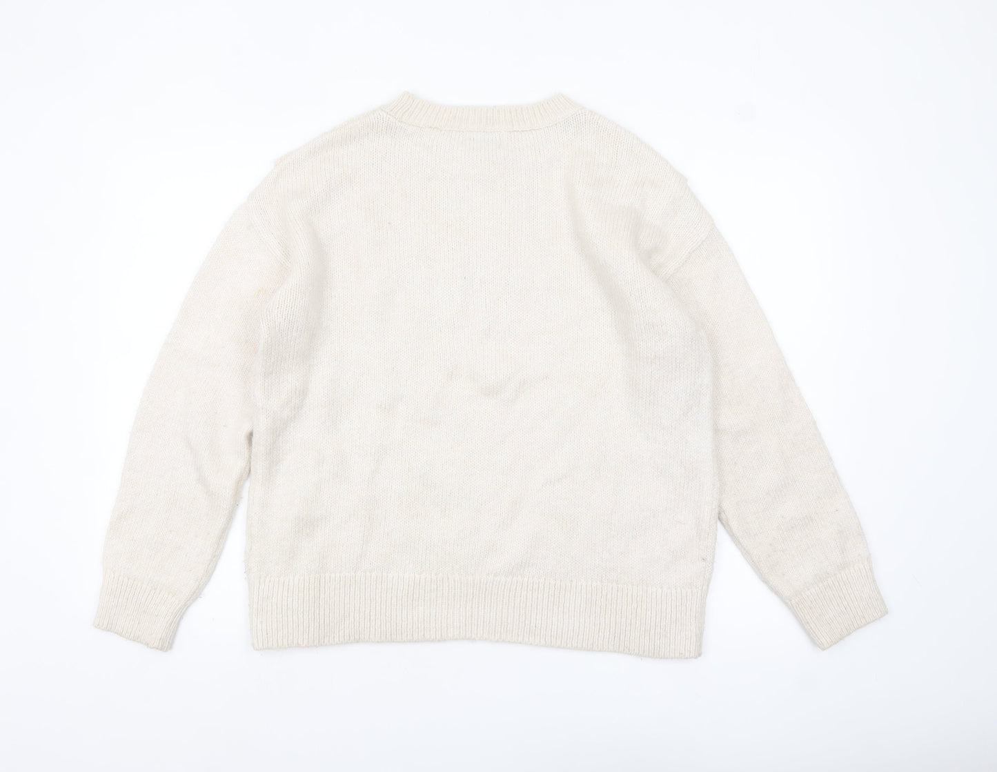 Papaya Women Ivory Cable-Knit Crew Neck Jumper Size M