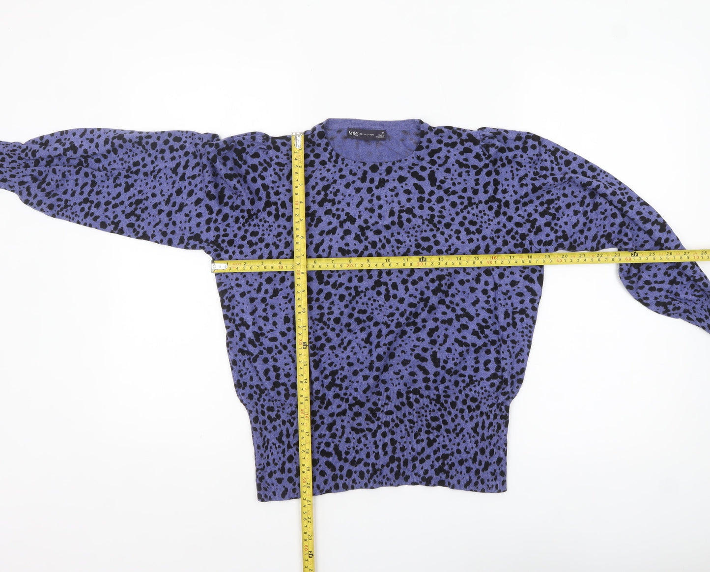 Marks and Spencer Women Purple Black Animal Print Jumper Size 14