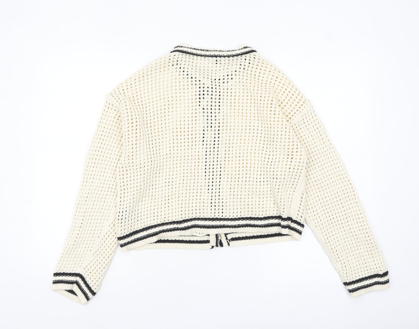 Next Women's Ivory Knit Cardigan Size 14 Chunky Cotton Button-Up