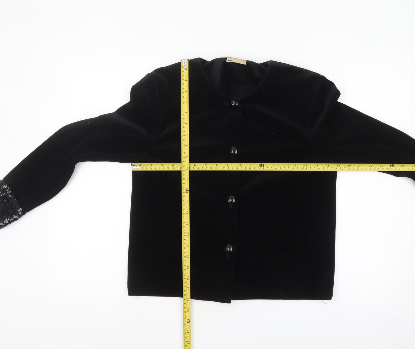 Classics Women's Black Sequin Cuff Velvet Jacket Size 12