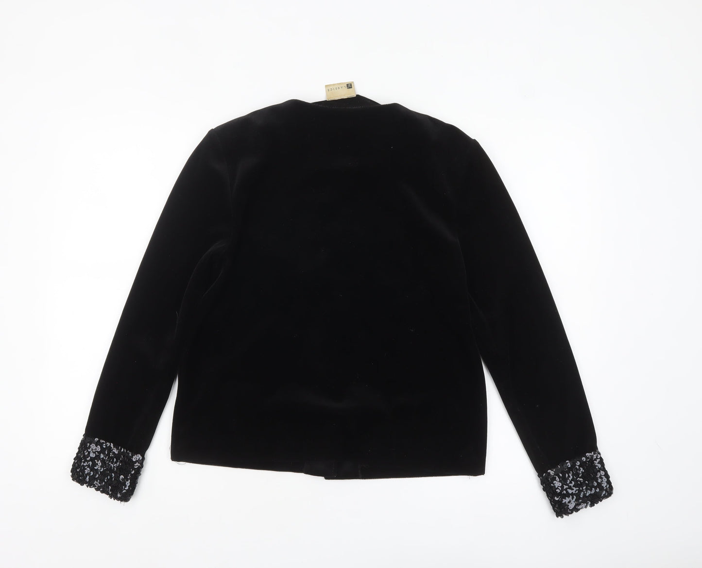 Classics Women's Black Sequin Cuff Velvet Jacket Size 12