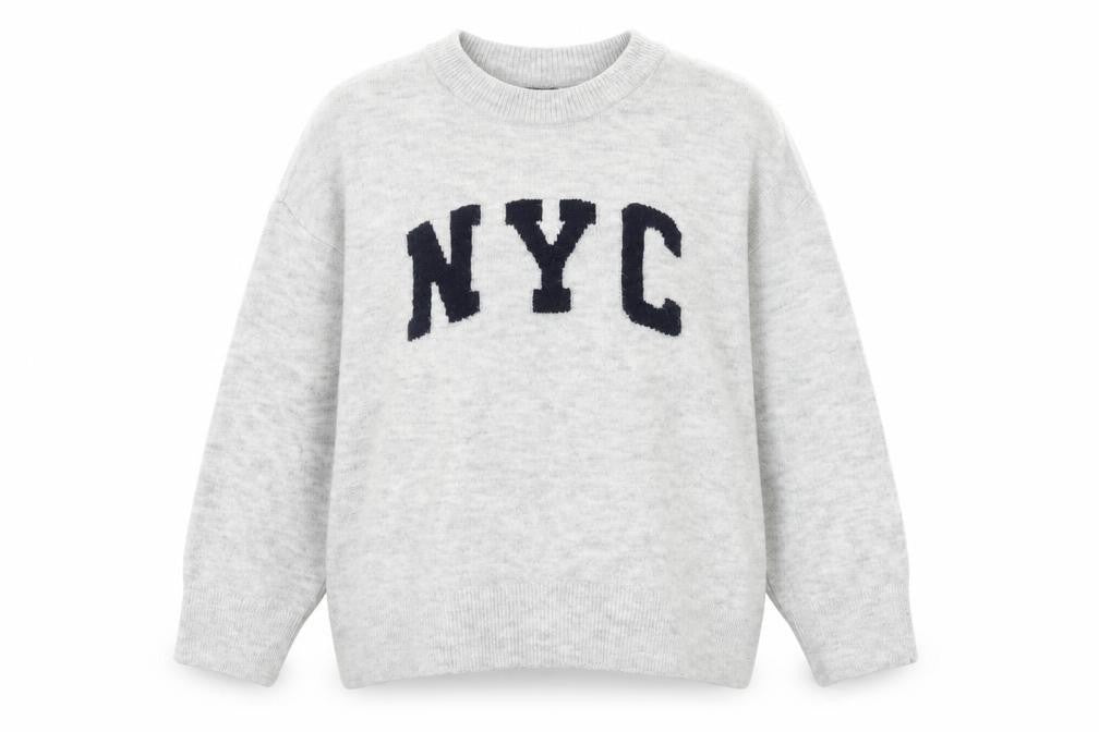 New Look Women Grey NYC Pullover Jumper Size L Crew Neck Soft Knit