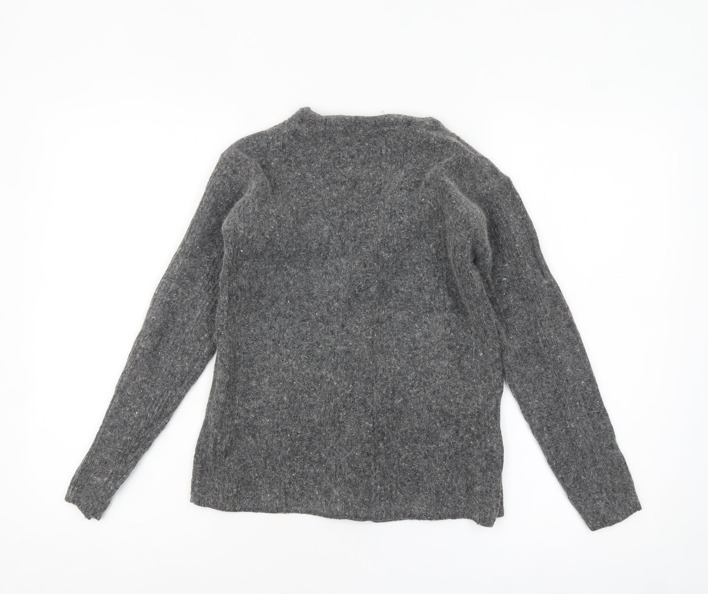 Essentials Women's Grey Angora Silk Blend V-Neck Cardigan Size 10