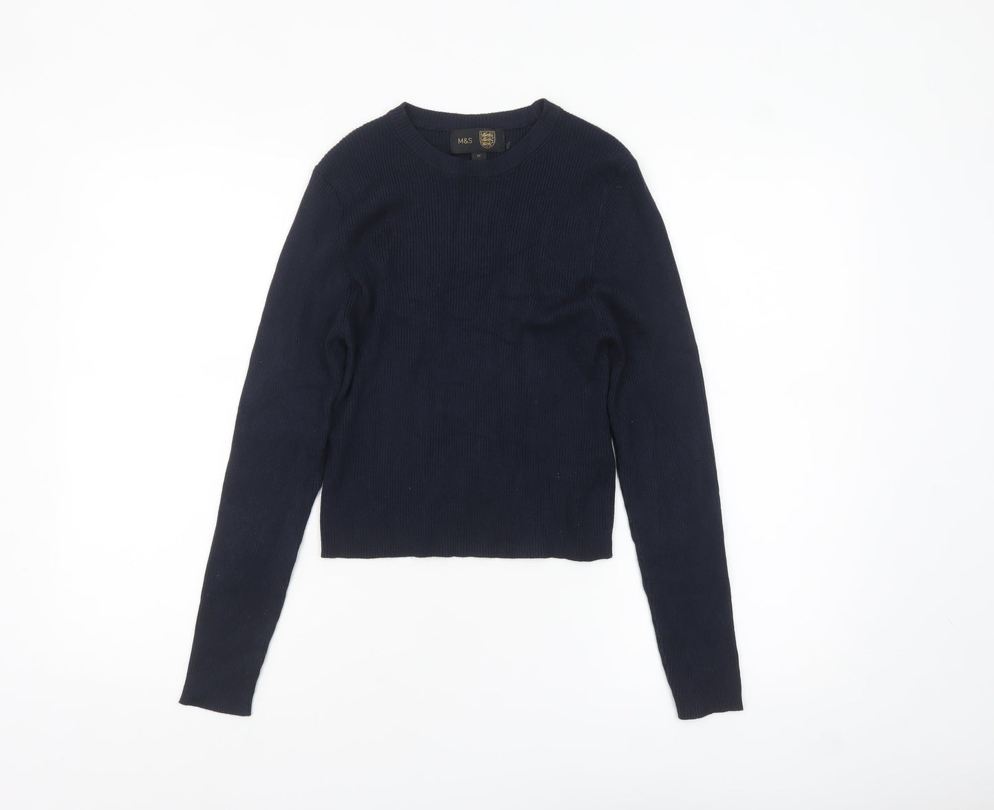 Marks and Spencer Women's Navy Blue Size 14 Crew Neck Pullover Jumper