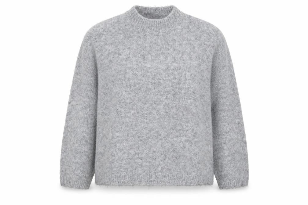 Apricot Women's Grey Mock Neck Chunky Knit Wool Blend Jumper Size S