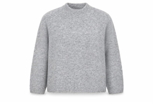 Apricot Women's Grey Mock Neck Chunky Knit Wool Blend Jumper Size S