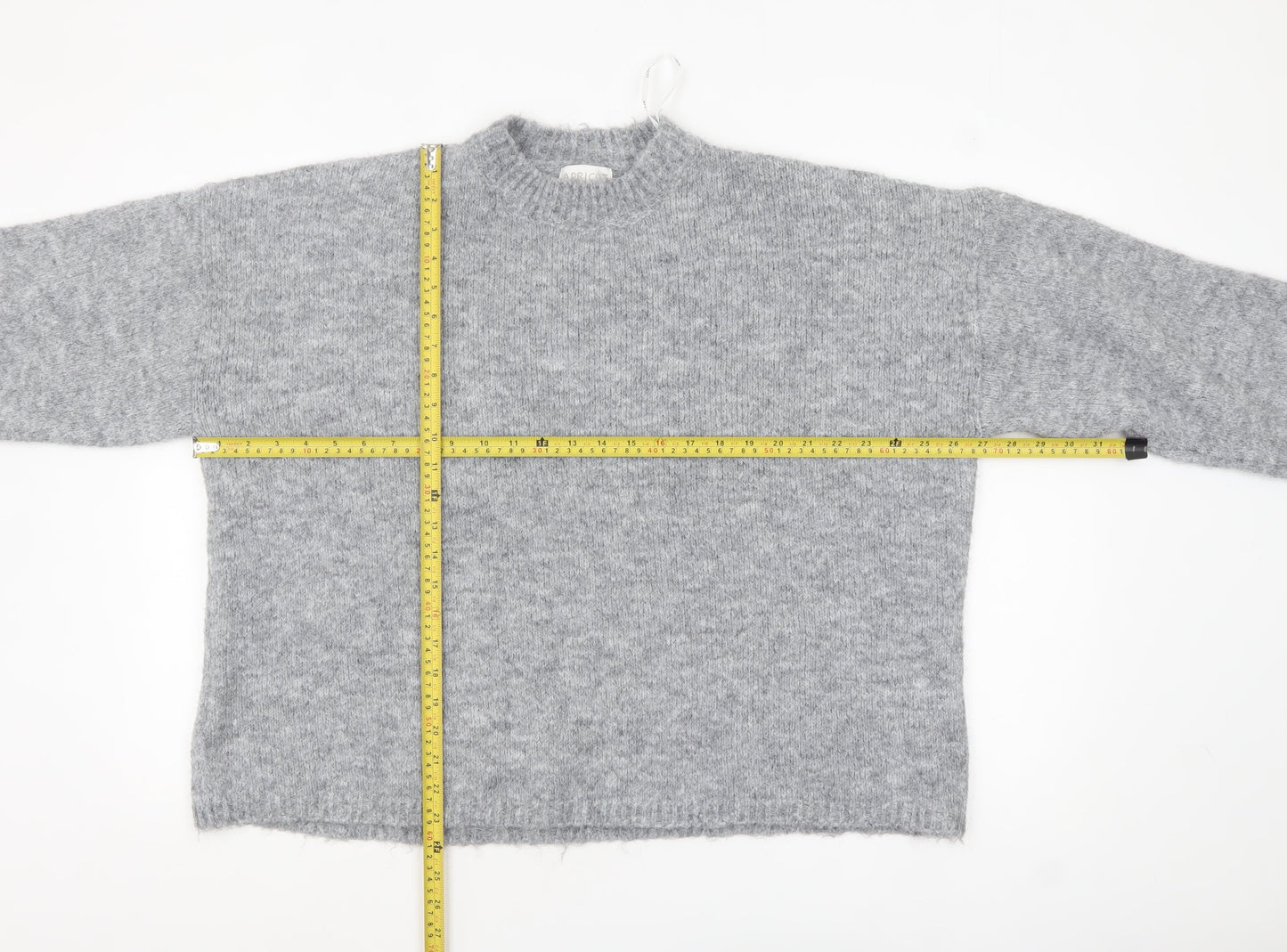 Apricot Women's Grey Mock Neck Chunky Knit Wool Blend Jumper Size S