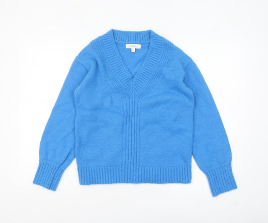 Marks and Spencer Per Una Women’s Blue V-Neck Wool Blend Jumper Size S