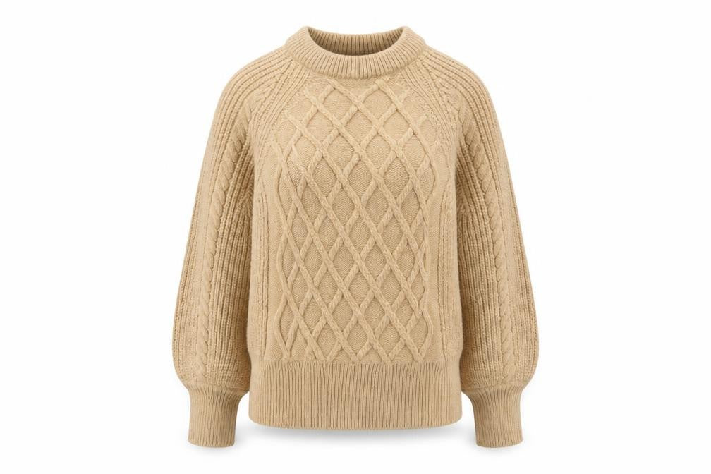 Marks & Spencer Women’s Beige Cable-Knit Jumper Size 12 Pullover