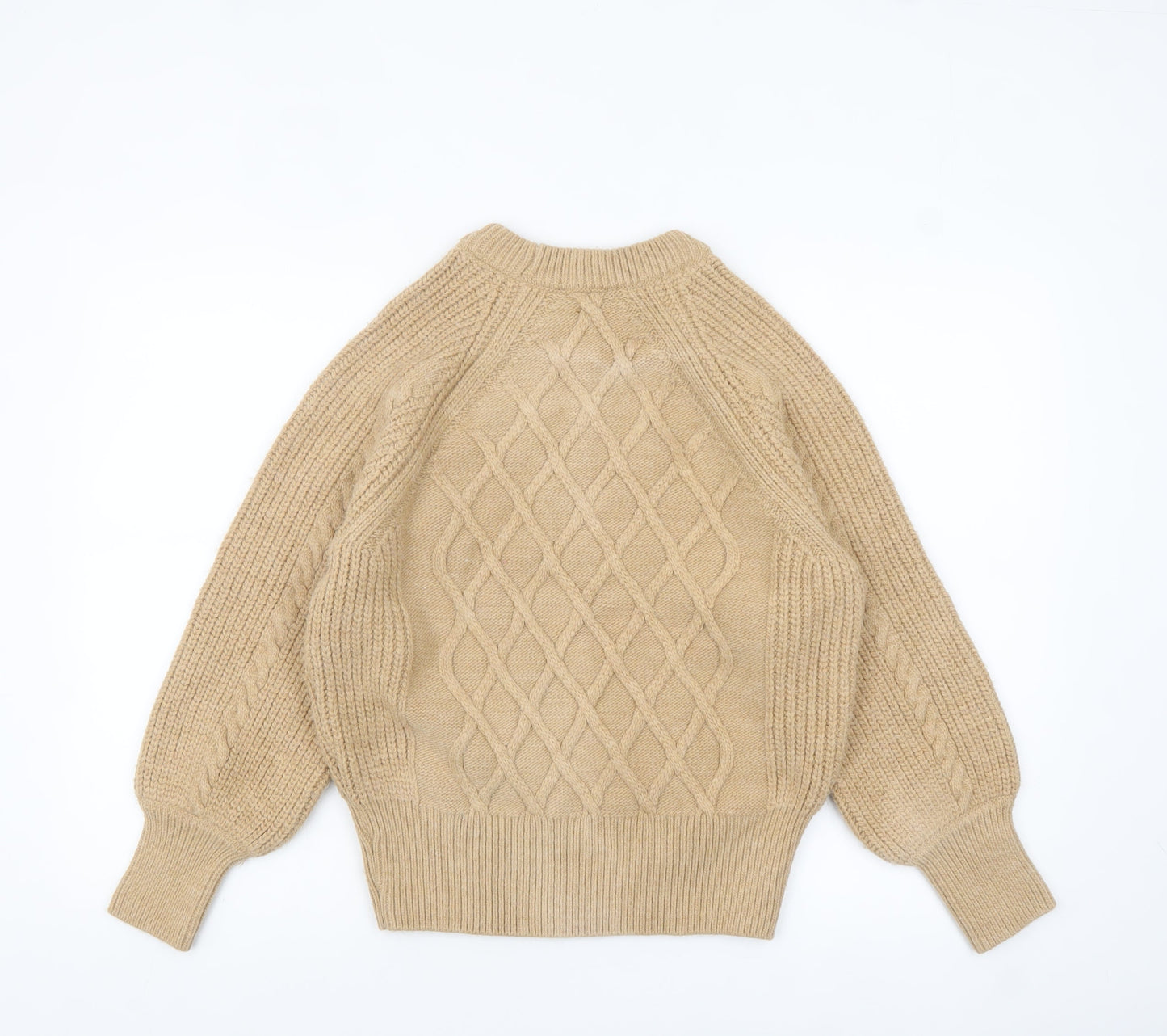 Marks and Spencer Women’s Beige Cable-Knit Jumper Size 12 Pullover