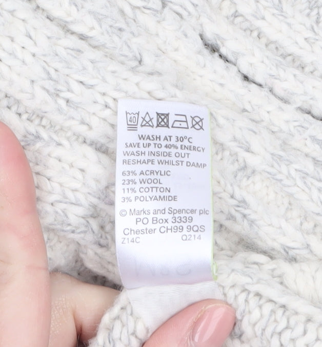 Marks and Spencer North Coast Men's Beige 2XL Full Zip Cable-Knit Jumper