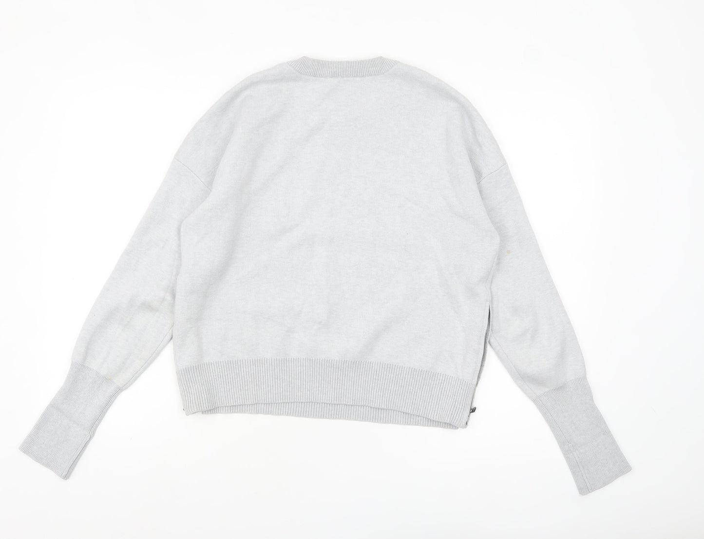 WRAP London Women Grey Cotton Jumper UK 14 Crew Neck Knit