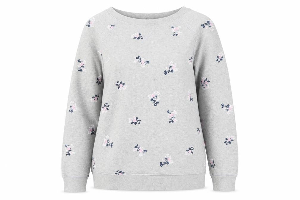 Crew Clothing Grey Floral Pullover Sweatshirt Size M Cotton Blend