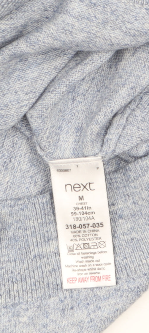 Next Men’s Blue 1/4 Zip Cotton Jumper M Regular Fit High Neck