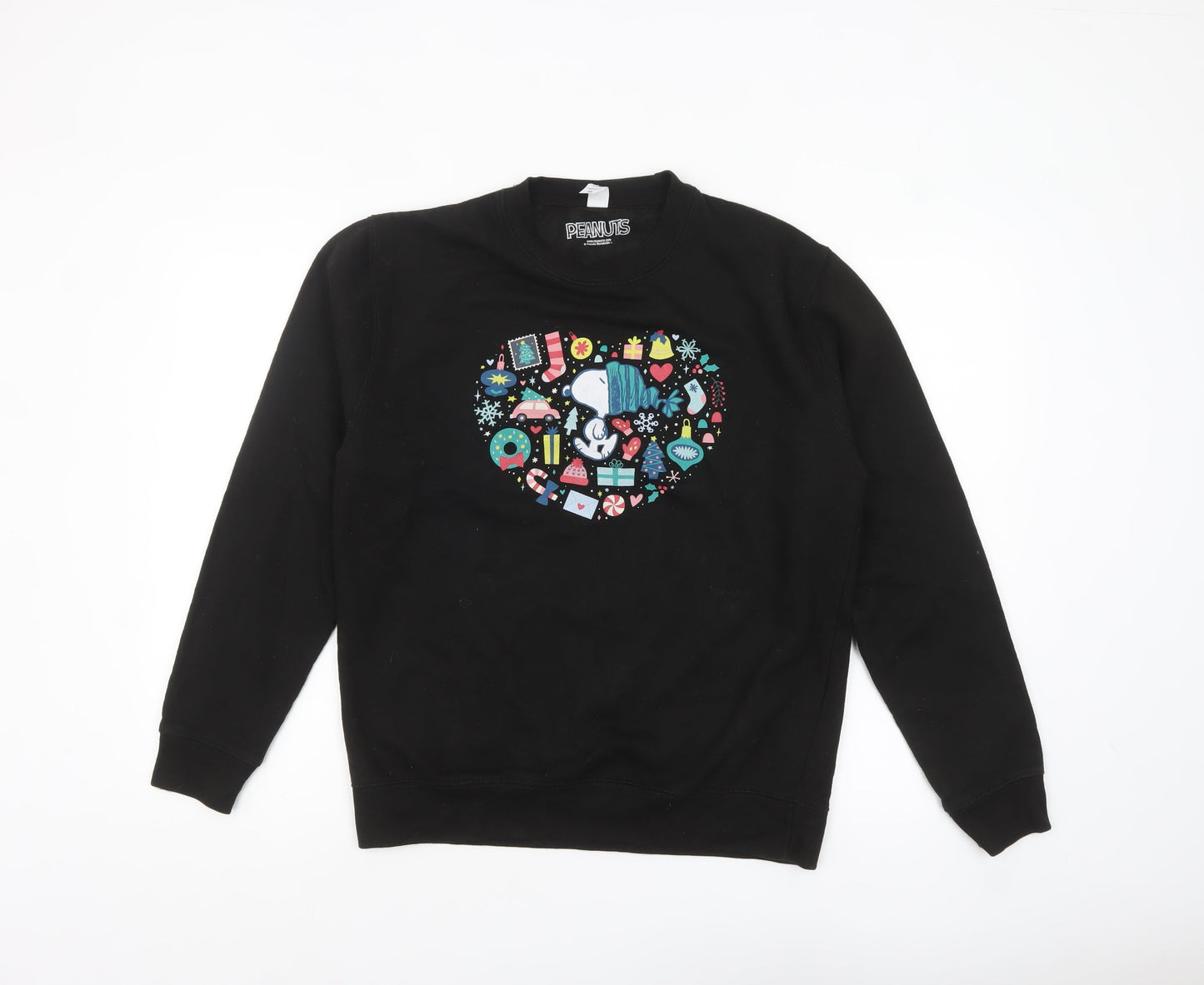 Peanuts Men’s Black Snoopy Christmas Pullover Sweatshirt Size M