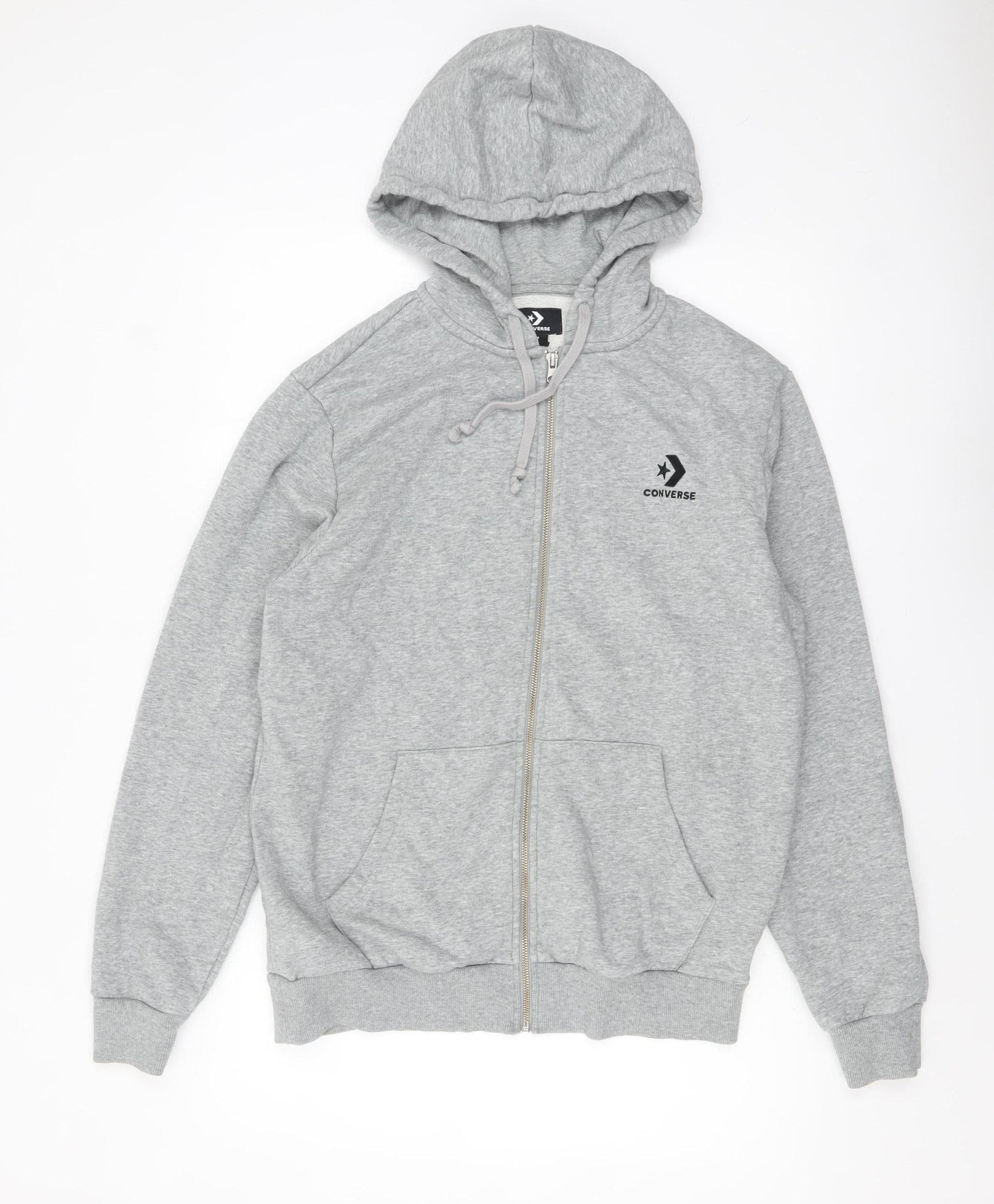 Converse Men's Grey Full Zip Hoodie Medium Cotton Blend