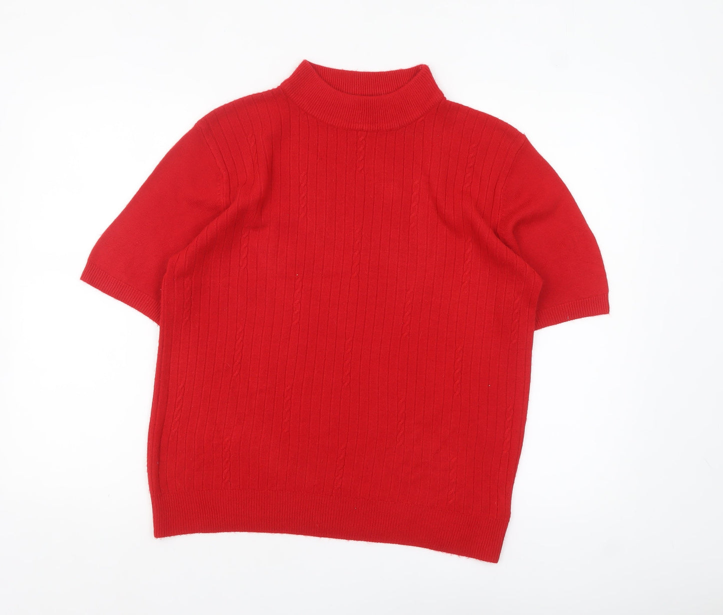 Bonmarché Women Red Mock Neck Short Sleeve Acrylic Jumper M
