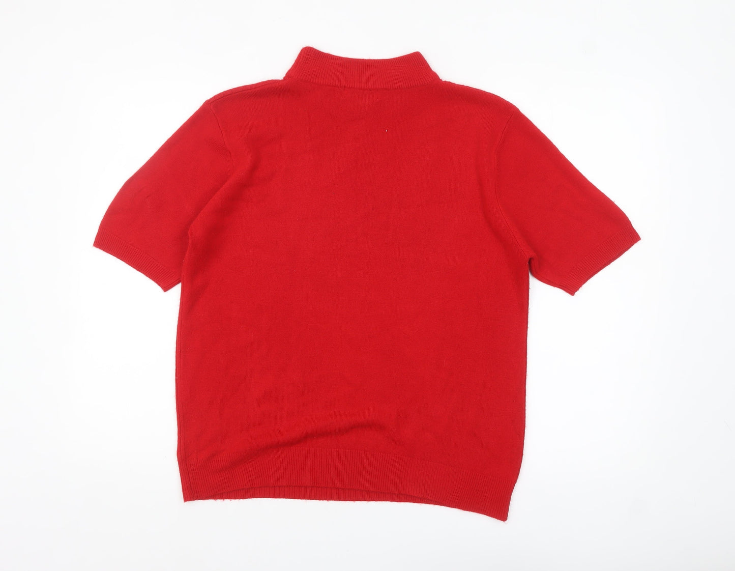 Bonmarché Women Red Mock Neck Short Sleeve Acrylic Jumper M