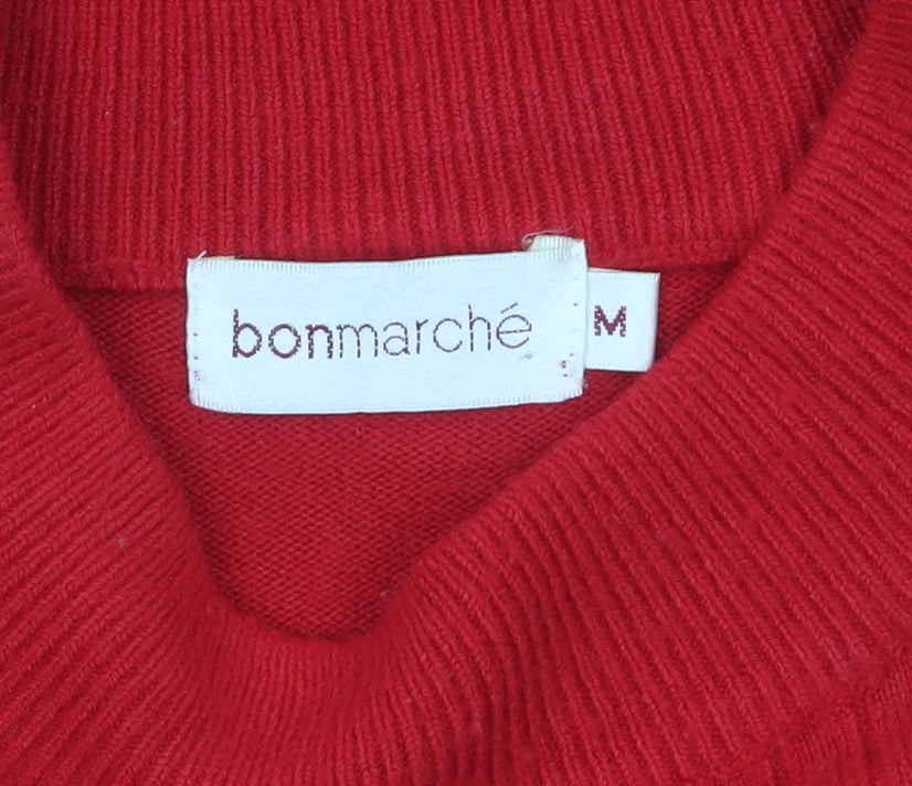 Bonmarché Women Red Mock Neck Short Sleeve Acrylic Jumper M