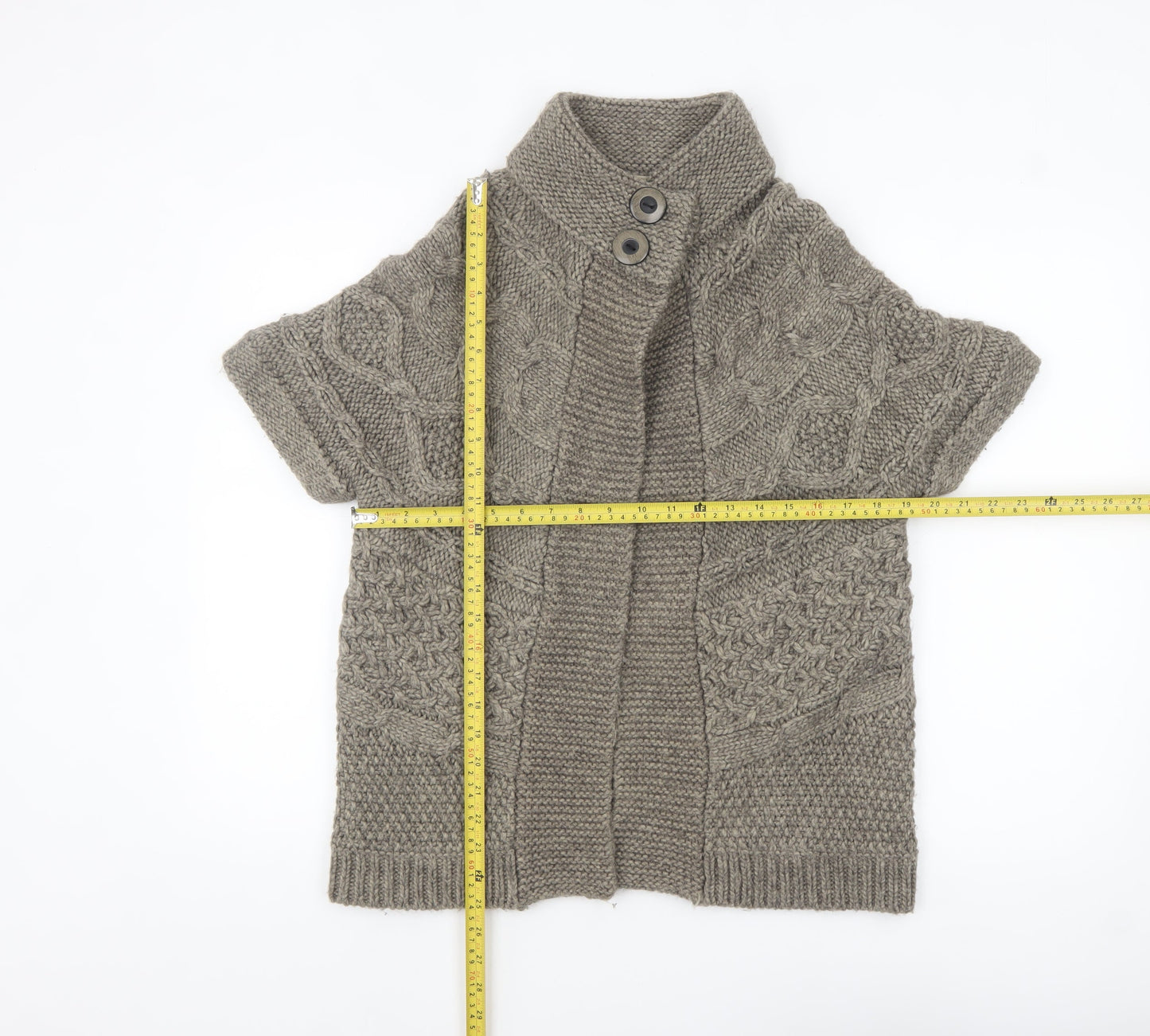 Marks and Spencer Women's Brown Short Sleeve Cable-Knit Cardigan UK 12