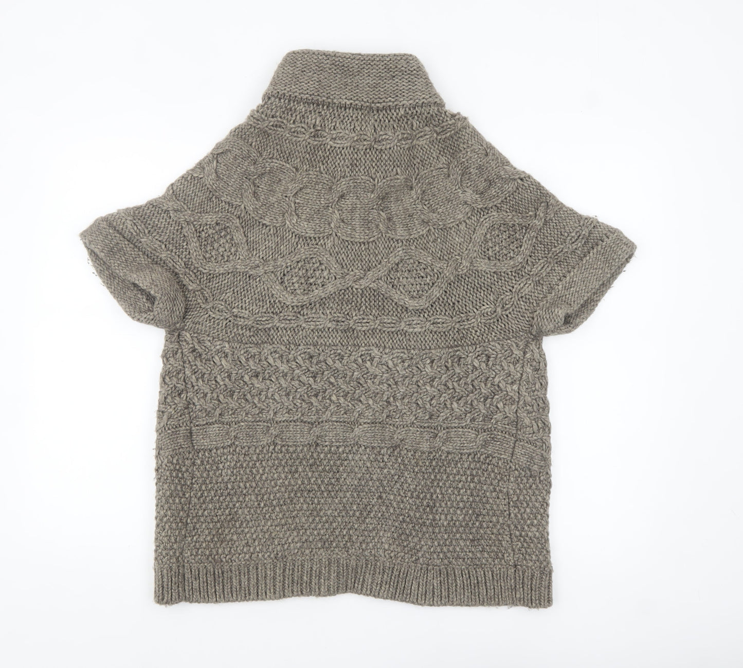 Marks and Spencer Women's Brown Short Sleeve Cable-Knit Cardigan UK 12