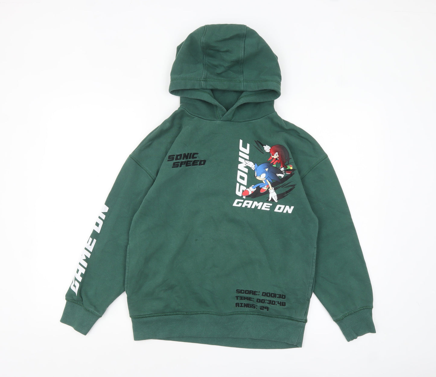 Next Boys Green Sonic the Hedgehog Pullover Hoodie 11 Years Cotton Blend