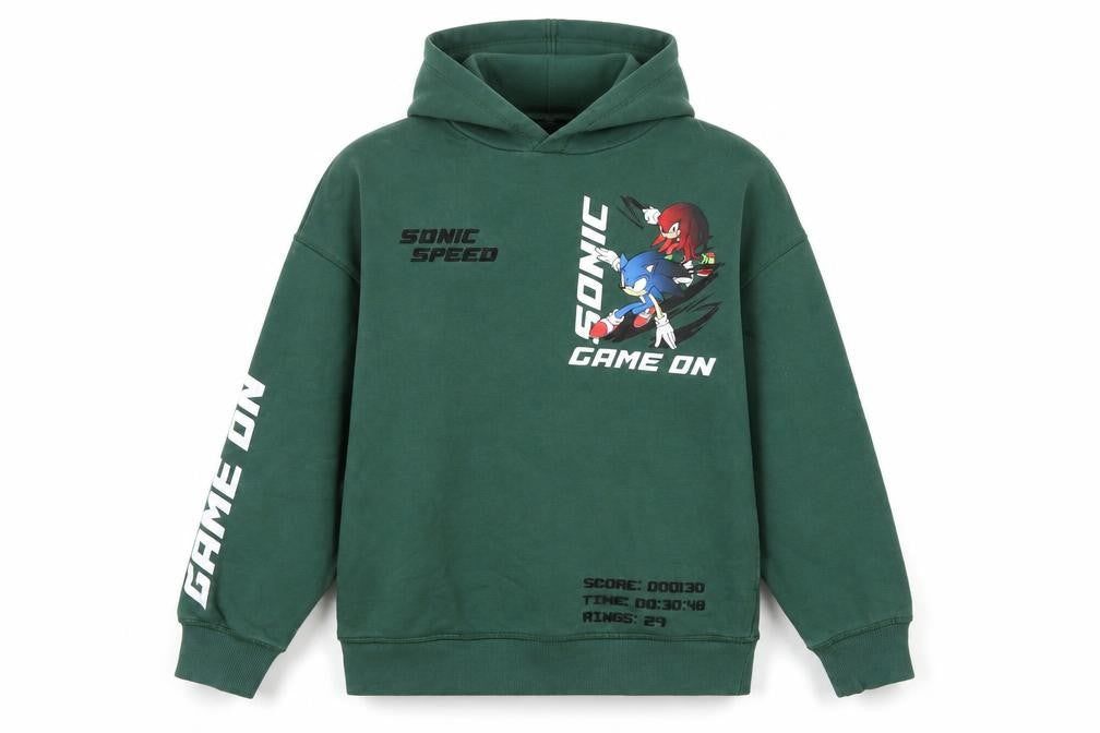 Next Boys Green Sonic the Hedgehog Pullover Hoodie 11 Years Cotton Blend