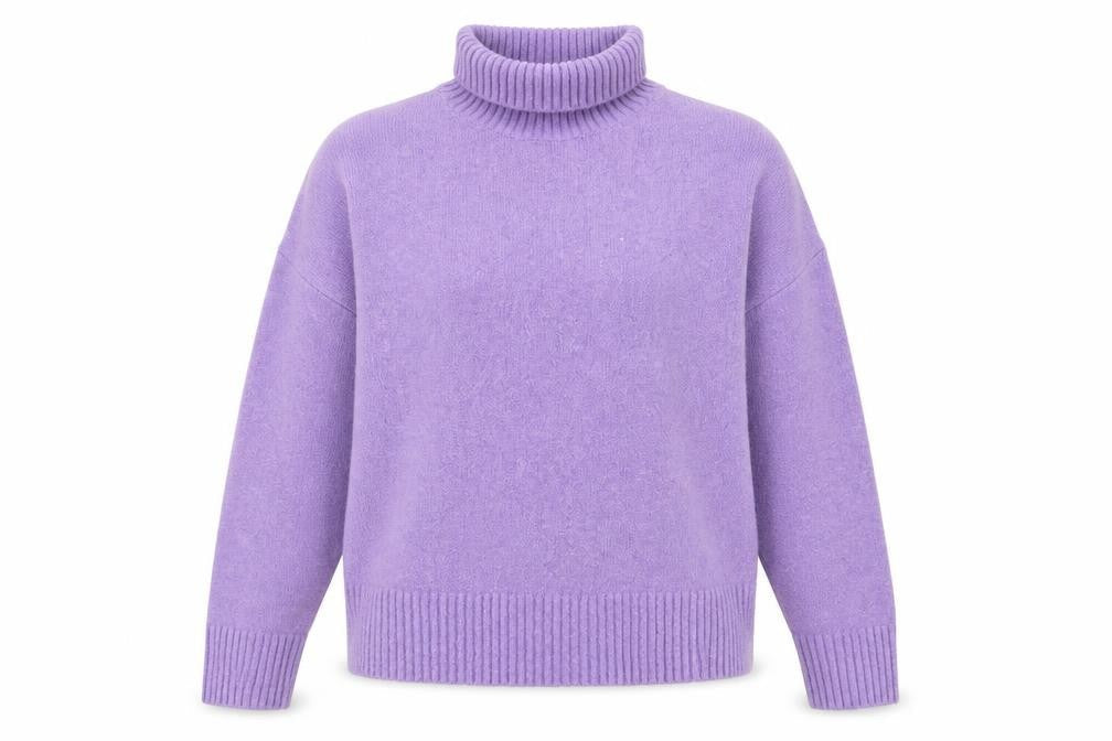 ZARA Women Purple Wool Blend Roll Neck Jumper Size 8