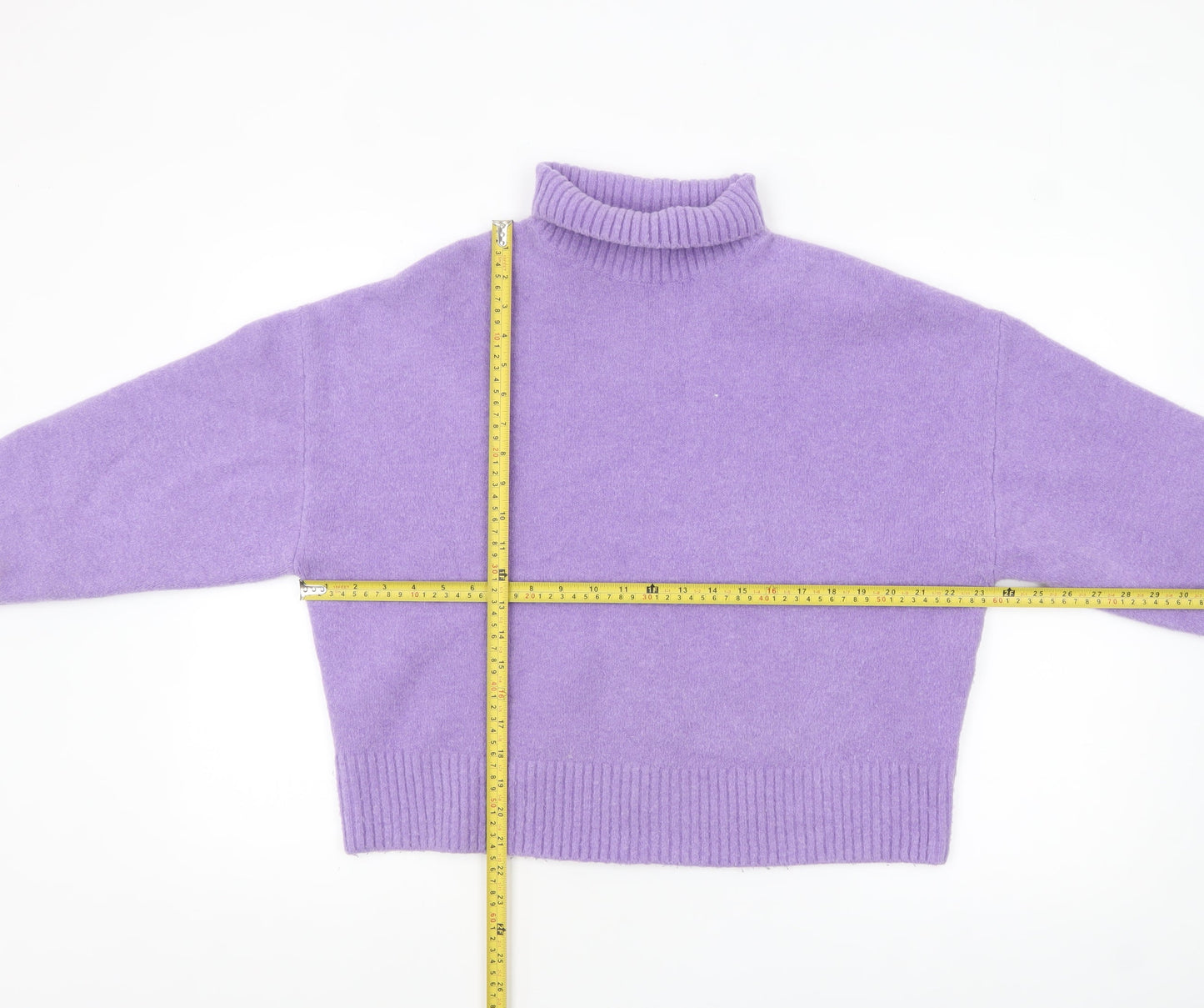 ZARA Women Purple Wool Blend Roll Neck Jumper Size 8