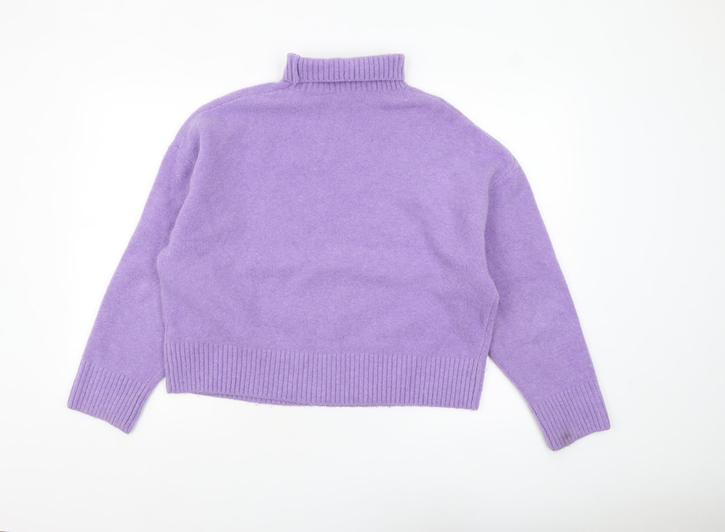 ZARA Women Purple Wool Blend Roll Neck Jumper Size 8