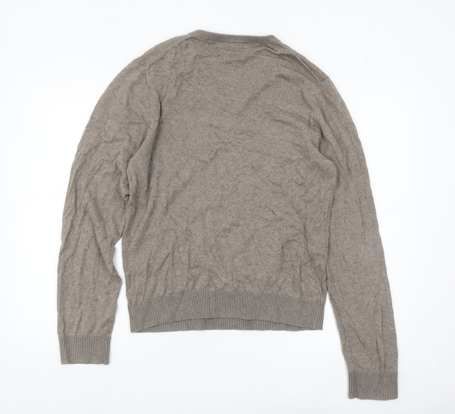 Tommy Hilfiger Men’s Beige V-Neck Cotton Cashmere Jumper M
